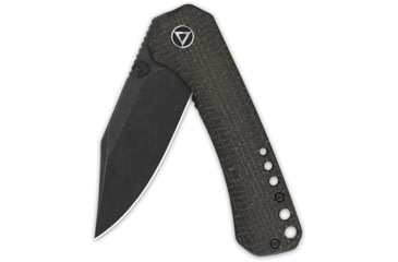 Image of QSP Knife Kestrel Folding Knife, 4in Closed, 2.88in Black Stonewash 14C28N Sandvik SS Clip Point Blade, Dark Brown Micarta Handle, QS145-A2