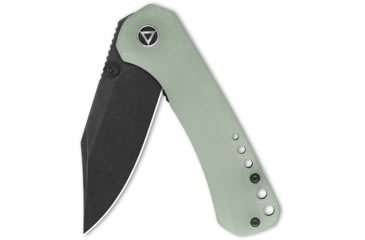 Image of QSP Knife Kestrel Folding Knife, 4in Closed, 2.88in Black Stonewash 14C28N Sandvik SS Clip Point Blade, Jade G10 Handle, QS145-B2