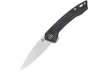 Image of QSP Knife Leopard Linerlock Black Folding Knife, 3 satin finish 14C28N Sandvik stainless blade, Black linen micarta handle, QS135-B