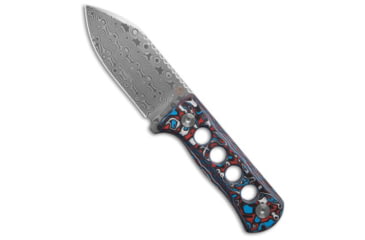 Image of Qsp QSP Canary Neck Knife Fixed Blade Red/White/Blue Carbon Fiber 2.5" Damascus, Black/Blue/Red/White, Damascus, adult, BHQ-188602