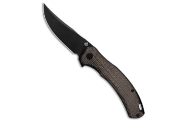 Image of Qsp QSP Walrus Trailing Point Liner Lock Knife Brown Rough Micarta 3.4" Black SW, Brown, D2, adult, BHQ-192777