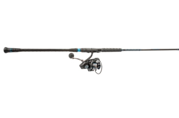 Image of Quantum Benchmark Spinning Reel and Rod Combo, 8ft, 2-PC, Med-Heavy, Moderate-Fast Rod, Graphite Composite Blank, SZ 5000 Reel, 5+1 Bearings, 5.6-1 Ratio, Silver/Blue, BK5000802MH1225.P2