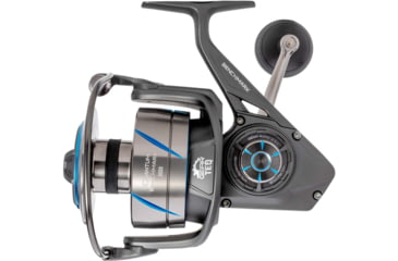 Image of Quantum Benchmark Spinning Reel, SZ 8000 Reel, 5+1 Bearings, 4.7-1 Ratio, Aluminum Frame, SEALOQ 6 Protection, GEARTEQ Machined Gears, CFX200 Carbon Fiber Xtreme Drag, Silver/Blue, BK8000.B2