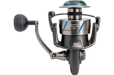 Image of Quantum Benchmark Spinning Reel, SZ 8000 Reel, 5+1 Bearings, 4.7-1 Ratio, Aluminum Frame, SEALOQ 6 Protection, GEARTEQ Machined Gears, CFX200 Carbon Fiber Xtreme Drag, Silver/Blue, BK8000.B2