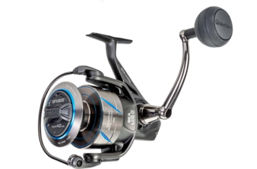 Image of Quantum Benchmark Spinning Reel, SZ 8000 Reel, 5+1 Bearings, 4.7-1 Ratio, Aluminum Frame, SEALOQ 6 Protection, GEARTEQ Machined Gears, CFX200 Carbon Fiber Xtreme Drag, Silver/Blue, BK8000.B2