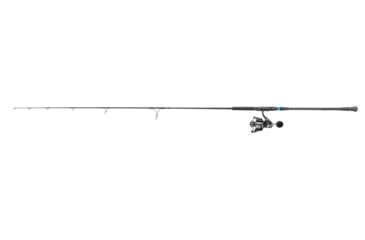 Image of Quantum Benchmark Spinning Reel and Rod Combo, 10ft, 2-PC, Heavy, Moderate-Fast Rod, Graphite Composite Blank, SZ 8000 Reel, 5+1 Bearings, 4.7-1 Ratio, Silver/Blue, BK8000102H2040.P2