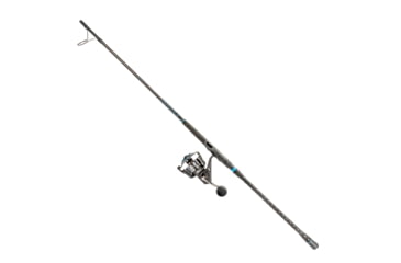 Image of Quantum Benchmark Spinning Reel and Rod Combo, 10ft, 2-PC, Heavy, Moderate-Fast Rod, Graphite Composite Blank, SZ 8000 Reel, 5+1 Bearings, 4.7-1 Ratio, Silver/Blue, BK8000102H2040.P2