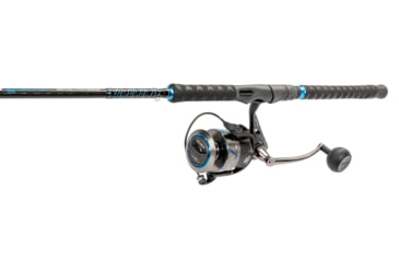 Image of Quantum Benchmark Spinning Reel and Rod Combo, 7ft, 1-PC, Heavy, Moderate-Fast Rod, Graphite Composite Blank, SZ 8000 Reel, 5+1 Bearings, 4.7-1 Ratio, Silver/Blue, BK8000701H1530.P2