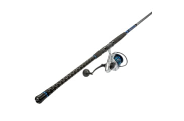 Image of Quantum Strive Spinning Reel and Rod Combo, 9ft, 2-PC, Medium-Heavy, Moderate-Fast Rod, Graphite Composite Blank, SZ 6000 Reel, 4+1 Bearings, 5.6-1 Ratio, Silver/Blue, SV6000902MH1530.P2