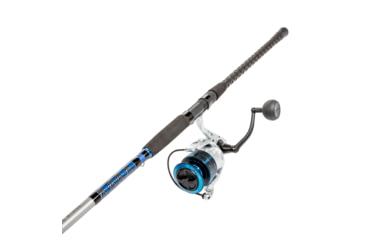 Image of Quantum Strive Spinning Reel and Rod Combo, 10ft, 2-PC, Heavy, Moderate-Fast Rod, Graphite Composite Blank, SZ 8000 Reel, 4+1 Bearings, 4.7-1 Ratio, Silver/Blue, SV8000102H2040.P2