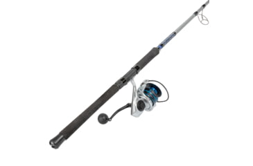 Image of Quantum Strive Spinning Reel and Rod Combo, 7ft, 1-PC, Heavy, Moderate-Fast Rod, Graphite Composite Blank, SZ 8000 Reel, 4+1 Bearings, 4.7-1 Ratio, Silver/Blue, SV8000701H1530.P2