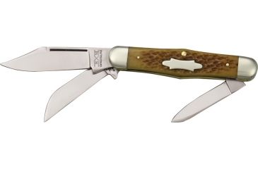 Image of Queen Woodmans Fold Knife, sheepsfoot and pen blade, Stag bone handle QN3766