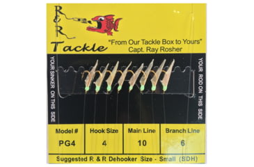 Image of R&amp;R Tackle Sabiki Rig 8 Hooks, Size #4 Hook, 10lb, 6lb, Pilchard/Herring Green with Green Gl Head, 4, PG-4