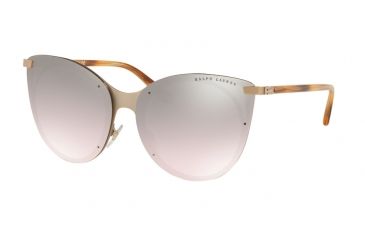 Image of Ralph Lauren RL7059 Sunglasses 90948Z-63 - Rose Gold Frame, Lght Brwn Mirror Silvr Grdient Lenses