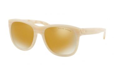 Image of Ralph Lauren RL8141 Sunglasses 56467P-56 - Cream Horn Frame, Brown Mirror Gold Lenses