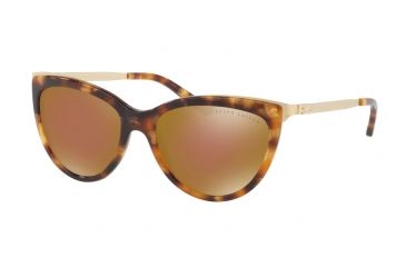 Image of Ralph Lauren RL8160 Sunglasses 5615F9-56 - Gold Havana Frame, Bronze Mirror Lenses
