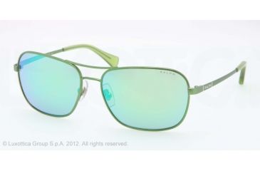 Image of Ralph RA4105 Sunglasses 483/1-58 - Matte Green Frame, green blue mirror Lenses