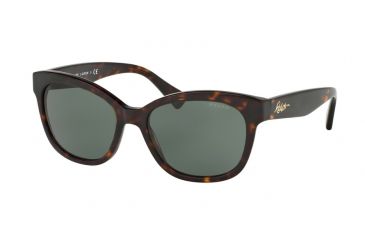 Image of Ralph RA5218 Sunglasses 137871-55 - Dark Tortoise Frame, Green Solid Lenses