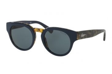 Image of Ralph RA5227 Sunglasses 163387-50 - Navy / Tort Frame, Blue Solid Lenses
