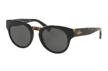 Image of Ralph RA5227 Sunglasses 316487-50 - Black/Tort Frame, Grey Solid Lenses