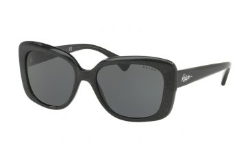 Image of Ralph RA5241 Sunglasses 568187-55 - Shiny Black Glitter Frame, Grey Lenses