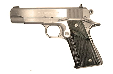 Image of Randall Firearms Company 1911-Service-Model-C Pistol, .45 ACP, 4.25in barrel, stainless steel frame, Pachmayr wraparound grip, recoil operated semi-automatic, fixed combat, 7 round magazine, RFC1911SMC454.251FRRMPG