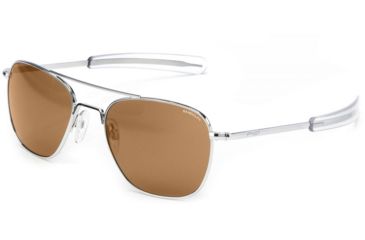Image of Randolph Aviator Sunglasses, Bright Chrome Frame, Tan Lens, AF027