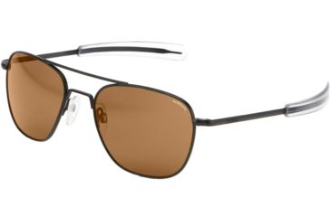 Image of Randolph Aviator Sunglasses, Matte Black Frame, Tan Lens, AF067