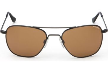 Image of Randolph Aviator Sunglasses, Matte Black Frame, Tan Lens, AF112