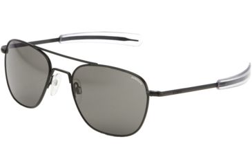 Image of Randolph Aviator Sunglasses, Matte Black Frame, Gray Lens, AF115