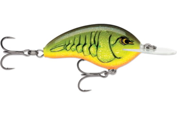Image of Rapala OG Deep Tiny 07 5/16 oz, 7' Depth, Two #5 Treble Hooks, Chartreuse Rootbeer Crawdad, OGT07CRTBC