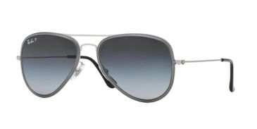 Image of Ray-Ban AVIATOR FLAT METAL RB3513M Single Vision Prescription Sunglasses RB3513M-164-T3-56 - Lens Diameter 56 mm, Frame Color Demi Glos Sand Silver