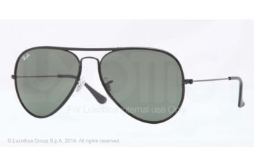 Image of Ray-Ban AVIATOR FULL COLOR RB3025JM Sunglasses 002-55 - Black Frame, Crystal Green Lenses
