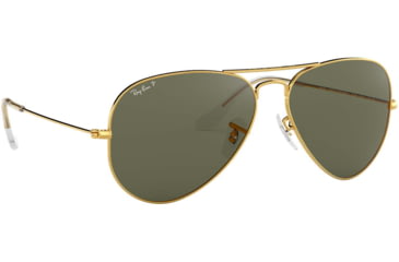 Image of Ray-Ban Aviator Large Metal RB3025 Sunglasses, Arista Frame, Crystal Green Polarized 55 mm Lenses, 001-58-5514