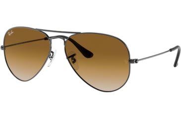 Image of Ray-Ban Aviator Large Metal RB3025 Sunglasses, Gunmetal Crystal Brown Gradient, RB3025 004/51-5514