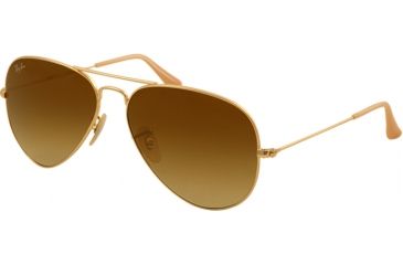 Image of Ray-Ban Aviator Large Metal Sunglasses RB3025 112/85-5514 - Matte Gold Frame, Brown Gradient Lenses