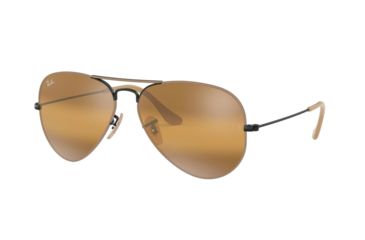 Image of Ray-Ban Aviator Large Metal Prescription Sunglasses, 55mm, Light Brown/Black, RB3025-9153AG-55-SV