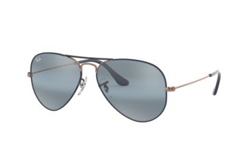 Image of Ray-Ban Aviator Large Metal Sunglasses RB3025 9156AJ-55 - , Blue Bi-mirror Grey Lenses