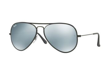 Image of Ray-Ban Aviator RB3025JM Sunglasses 002/30-58 - Black Frame, Light Green Mirror Silver Lenses