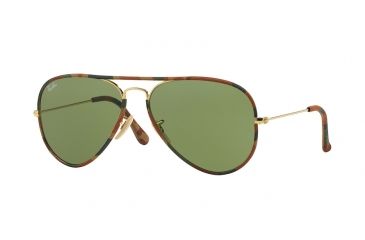 Image of Ray-Ban Aviator RB3025JM Sunglasses 168/4E-58 - Gold Frame, Green Lenses