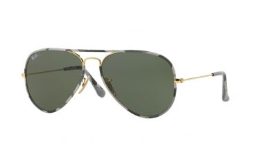 Image of Ray-Ban Aviator RB3025JM Sunglasses 171-55 - Gold Frame, Green Lenses