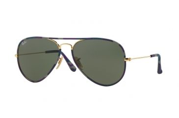 Image of Ray-Ban Aviator RB3025JM Sunglasses 172-55 - Gold Frame, Green Lenses