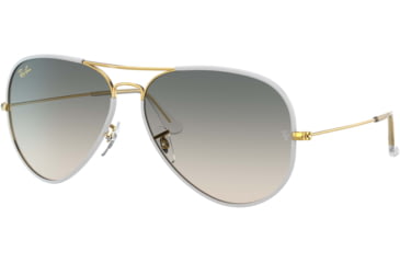 Image of Ray-Ban Aviator RB3025JM Sunglasses, Grey On Legend Gold, 62, RB3025JM-919632-62