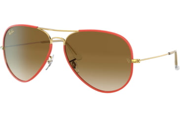 Image of Ray-Ban Aviator RB3025JM Sunglasses, Red On Legend Gold, 62, RB3025JM-919651-62