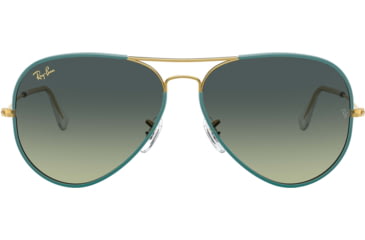 Image of Ray-Ban Aviator RB3025JM Sunglasses 9196BH-58 - , green vintage gradient blue Lenses