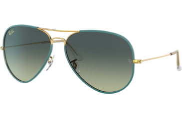 Image of Ray-Ban Aviator RB3025JM Sunglasses, Petroleum On Legend Gold, 58, RB3025JM-9196BH-58