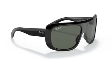 Image of Ray-Ban Blair RB2196 Sunglasses, Polarized Green Lenses, Black, 61, RB2196-901-58-61