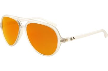 Image of Ray-Ban Cats 5000 Sunglasses RB4125 646/69-5913 - Matte Transparent Frame, Crystal Brown/Orange Mirror Lenses