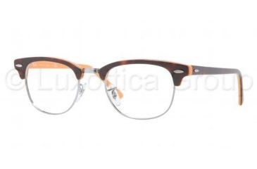 Image of Ray-Ban Clubmaster Eyeglasses RX5154 with No-Line Progressive Rx Prescription Lenses 5160-4921 - Top Dark Havana on Orange Frame, Demo Lens Lenses