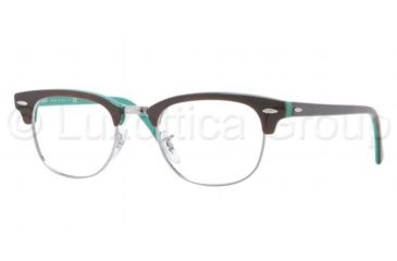 Image of Ray-Ban Clubmaster Eyeglasses RX5154 with No-Line Progressive Rx Prescription Lenses 5161-4921 - Top Light Havana on Green Frame, Demo Lens Lenses